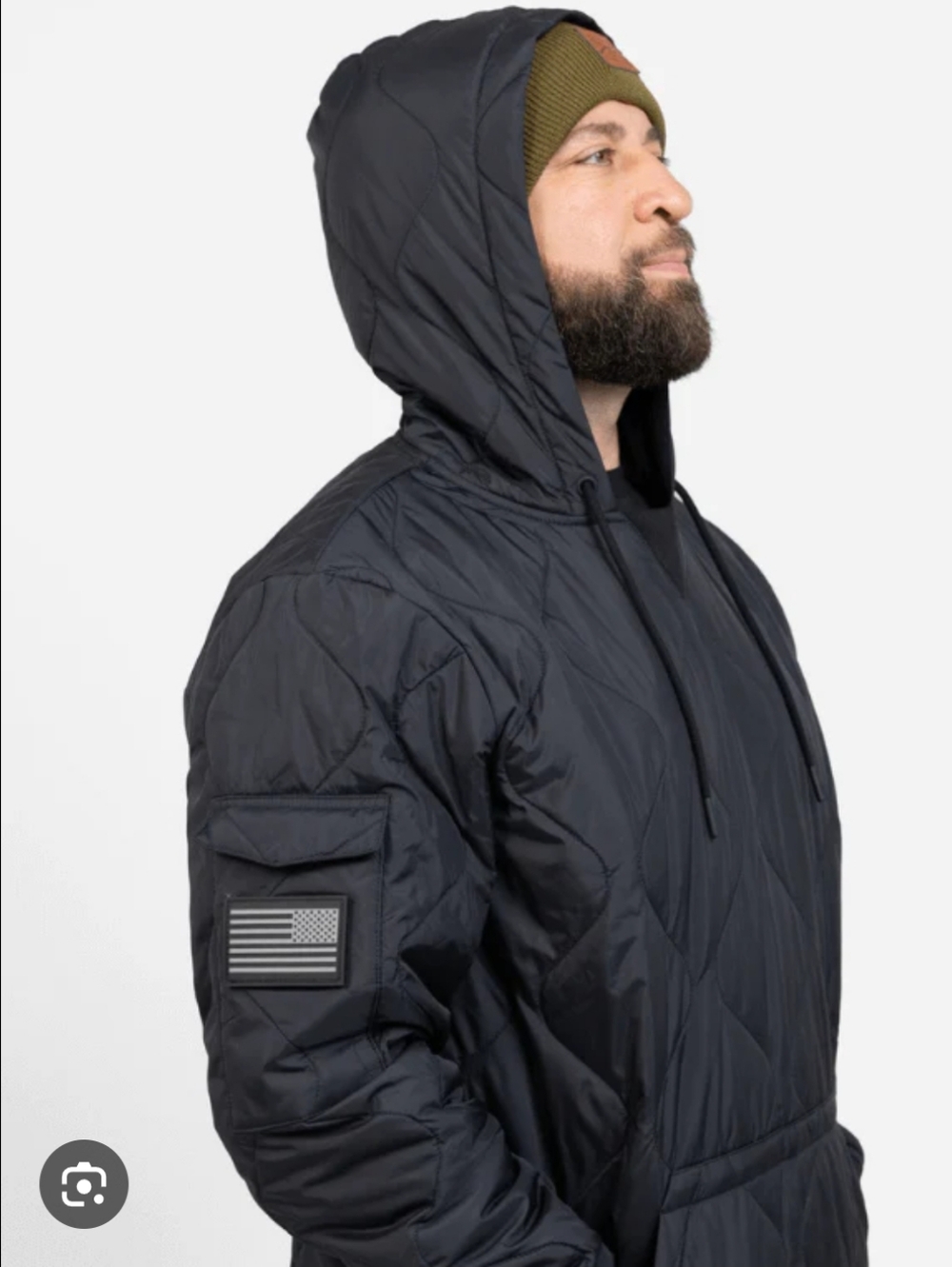 Grunt Style Mens Tac Woobie Quilted Pullover Hoodie Black Large Military Outdoor